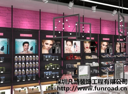 韓式彩妝品牌店木質烤漆化妝品柜臺設計效果圖-可訂制